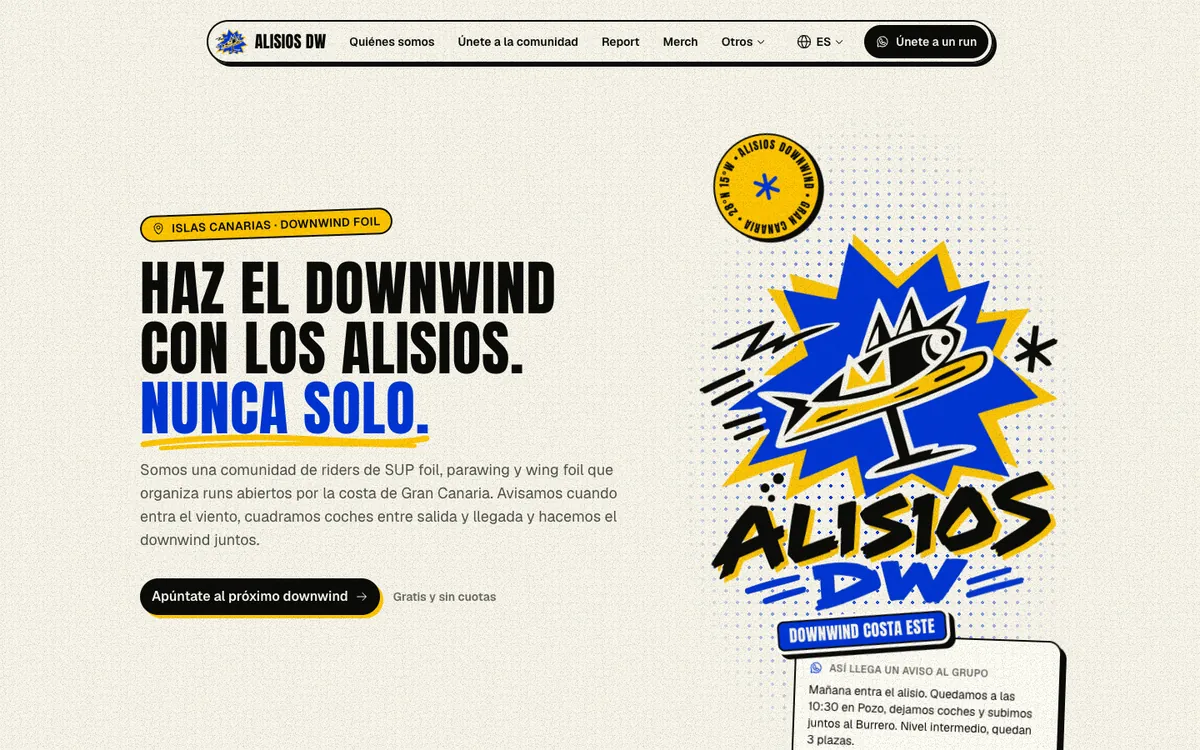 Portada de la web de Alisios Downwind